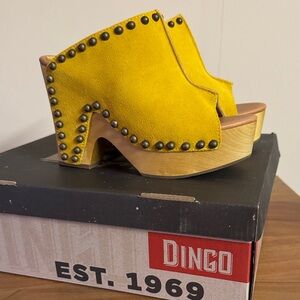 Dingo Yellow Studded Mules